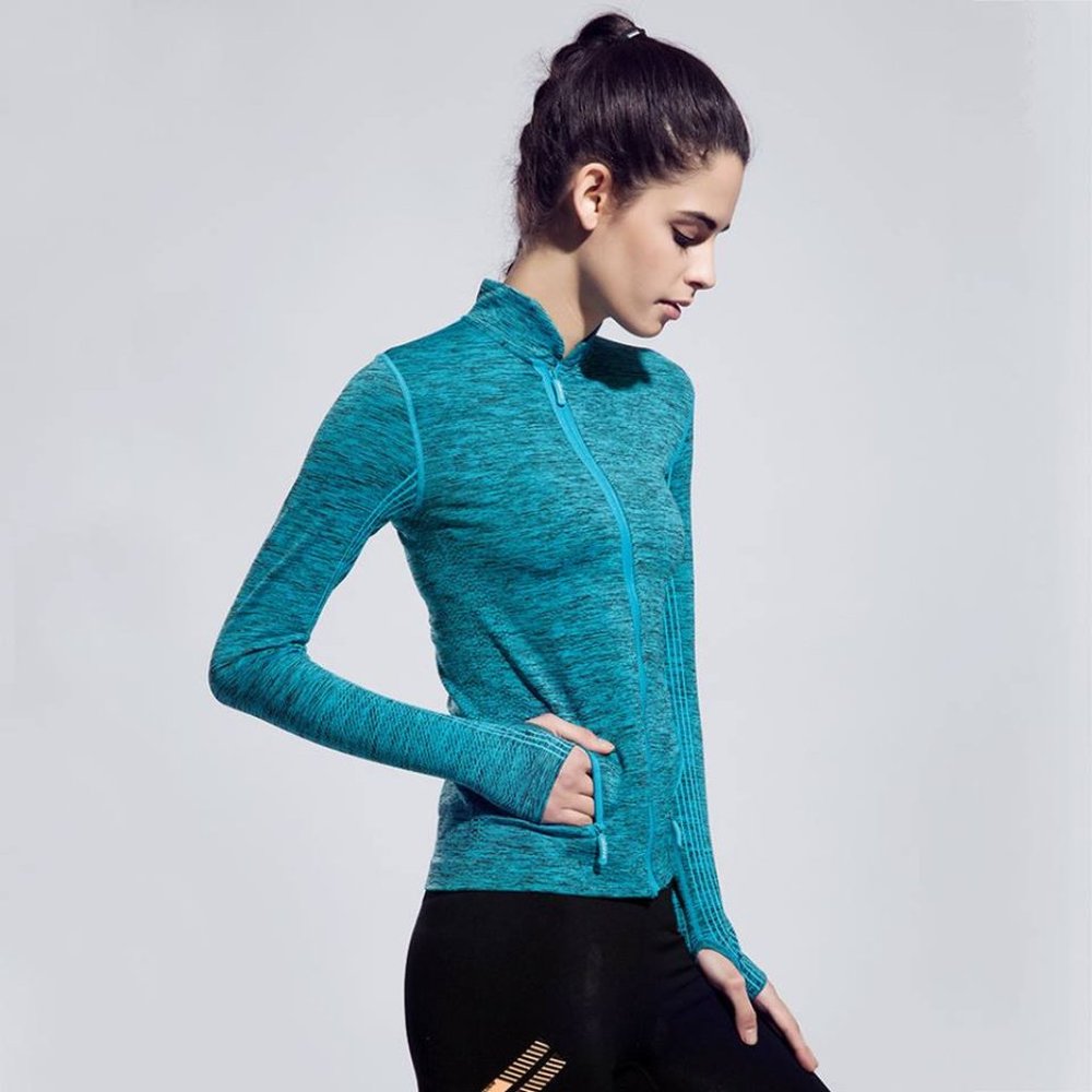 Blue yoga exercise coat jacket for women